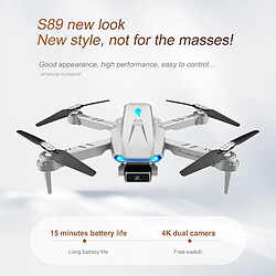 Universal S89 Pro Drone 4K HD Double Camera 1080p WiFi FPV Vision Localisation DRON Altitude Conservation RC Quadcopter avec V4 Drone | RC Helicopter(blanche)