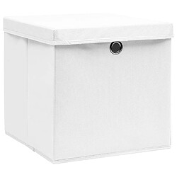 Maison Chic Lot de 4 Boîtes de rangement,Boîtes de stockage avec couvercles 28x28x28 cm Blanc -MN408408