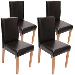 Decoshop26 Lot de 4 chaises de salle à manger cuisine en cuir marron pieds en bois clair design moderne 04_0000557 