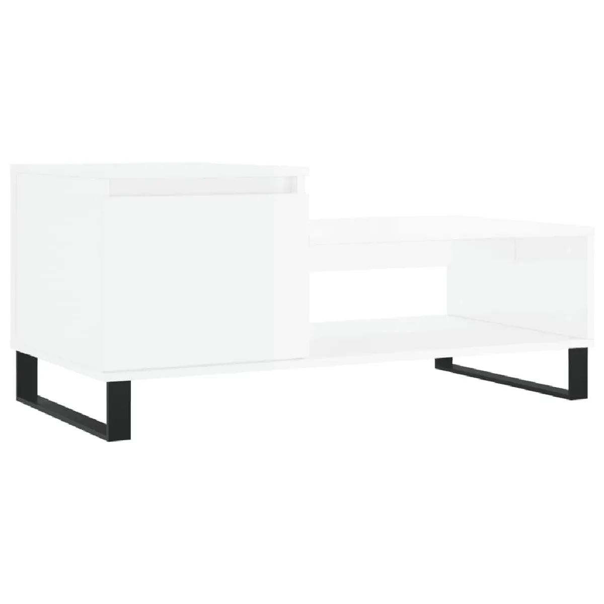 Maison Chic Table basse,Table Console Table d'appoint, Table pour salon Blanc brillant 100x50x45 cm Bois d'ingénierie -MN31755