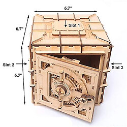 Universal Puzzle en bois mécanique 3D boîte de sécurité monnaie bibliothèque IQ jeu de puzzle en bois - marron 