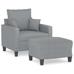 vidaXL Fauteuil avec repose-pied Gris clair 60 cm Tissu