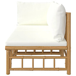 Avis vidaXL Salon de jardin 2 pcs avec coussins blanc crème bambou