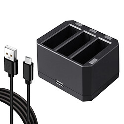 Wewoo Chargeur de piles USB triple avec voyant lumineux pour OSMO Action Noir 