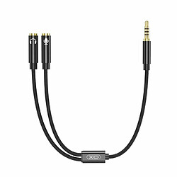 Adaptateur de câble auxiliaire XO NB-R197 2x 3,5 mm femelle (audio et microphone) vers 3,5 mm mâle 20 cm