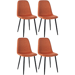 Decoshop26 Lot de 4 chaises de salle à manger design simple avec pieds en métal noir assise en tissu orange 10_0001836