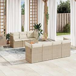 vidaXL Salon de jardin avec coussins 8 pcs beige résine tressée 