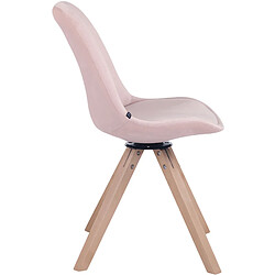 Avis Decoshop26 Chaise de salle à manger x1 chaise visiteur assise pivotant à 360° en velours rose piètement en bois carré clair 10_0003506