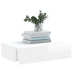 Maison Chic Meuble TV scandinave avec éclairage LED - Banc TV pour salon blanc brillant 60x35x15,5 cm -MN71783 pas cher