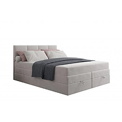 TRADA Lit adulte rembourré PRADO avec rangement et matelas ressorts ensachés 140x200 gris clair pas cher