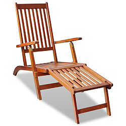 Helloshop26 Transat chaise longue bain de soleil lit de jardin terrasse meuble d'extérieur avec repose-pied bois d'acacia solide 02_0012569