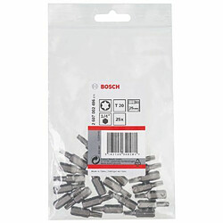 Bosch 2607002496 Embout de vissage qualité extra-dure T20, 25 mm Entraînement ISO 1173 C6.3, queue six-pans mâle 1/4, 25 pièces