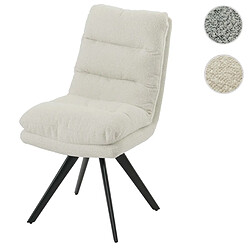 Mendler Chaise de salle à manger HWC-G66, chaise de cuisine pivotante Auto-Position Tissu/Textile Bouclé certifié MVG ~ blanc crème