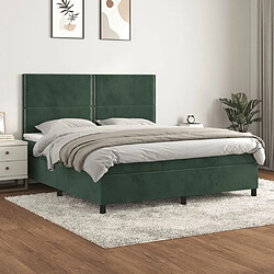 vidaXL Sommier à lattes de lit et matelas Vert foncé 180x200cm Velours 