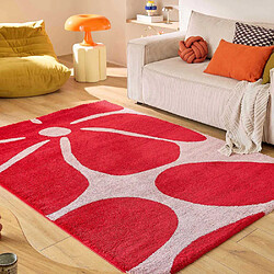 Avis Jardindeco Tapis intérieur à poils longs Swing 385 rouge 80 x 140 cm.