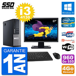 PC Dell 9020 SFF Ecran 27" Intel Core i3-4130 RAM 4Go SSD 960Go Windows 10 Wifi · Occasion 