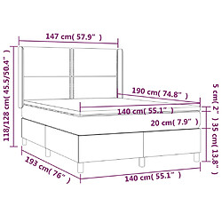 vidaXL Sommier à lattes de lit matelas et LED Gris clair 140x190 cm pas cher