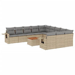 vidaXL Salon de jardin avec coussins 12 pcs beige résine tressée