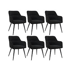 Vente-Unique Lot de 6 chaises avec accoudoirs en tissu et métal - Noir - HEKA