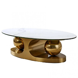 Inside 75 Table basse design SPHERE GOLD 120 base métal doré plateau marbre blanc 