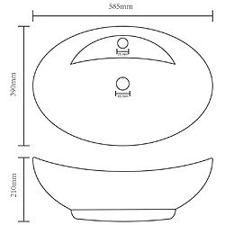 vidaXL Lavabo ovale de luxe à trop-plein Noir mat 58,5x39 cm Céramique pas cher