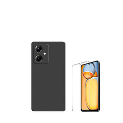 Kit de film en verre trempé de la couverture de 5D + couvercle de silicone liquide Phonecare pour Xiaomi Redmi 13C 5G - le noir 