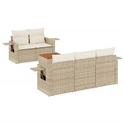 vidaXL Salon de jardin avec coussins 6 pcs beige résine tressée