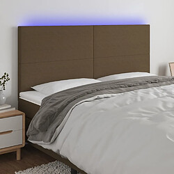 Maison Chic Tête de lit scandinave à LED,meuble de chambre Marron foncé 160x5x118/128 cm Tissu -MN18039