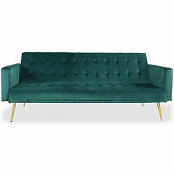 Paris Prix Canapé Convertible Velours Tybio 175cm Vert