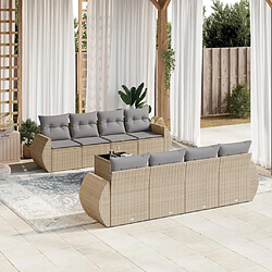 Maison Chic Salon de jardin avec coussins 9 pcs | Ensemble de Table et chaises | Mobilier d'Extérieur beige résine tressée -GKD92005