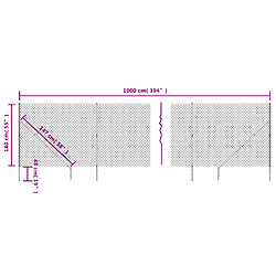 Acheter vidaXL Clôture à mailles losangées avec ancrage anthracite 1,4x10 m