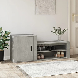 vidaXL Armoire à chaussures Gris béton 130x35x54 cm Bois d'ingénierie 