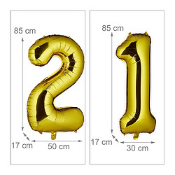 Acheter Relaxdays Ballon Chiffre Numéro 21 Gonflable Anniversaire Décoration Géant Mariage Fête Hélium 85-100 cm, Dore