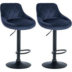 Non Lot de 2 tabourets de bar Lazio velours noir 