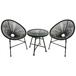 Concept Usine Salon de jardin 2 fauteuils oeuf + table basse gris ACAPULCO