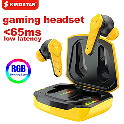 GUPBOO KINGSTAR Bluetooth 5.0 TWS Casque 65 ms Casque de jeu à faible latence Casque sans fil Casque de basse stéréo Casque de jeu avec 