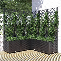 Maison Chic Jardinière,Bac à fleurs avec treillis - pot de fleur Noir 120x120x136 cm PP -GKD94377