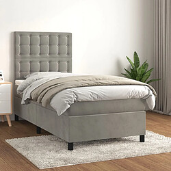 Maison Chic Lit Adulte - Lit simple Lit à sommier tapissier et matelas moelleux - Meuble de Chambre - Gris clair 100x200cm Velours -MN50626