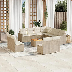 Maison Chic Salon de jardin avec coussins 12 pcs | Ensemble de Table et chaises | Mobilier d'Extérieur beige résine tressée -GKD44364