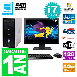 PC HP 6300 MT Ecran 19" Core i7-3770 RAM 4Go SSD 120Go Graveur DVD Wifi W7 · Occasion 