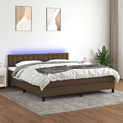 vidaXL Sommier à lattes de lit matelas et LED Marron foncé 180x200 cm