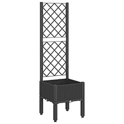 Maison Chic Jardinière,Bac à fleurs avec treillis - pot de fleur noir 40x40x142 cm PP -GKD17572