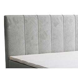 Avis Vente-Unique Ensemble complet boxspring tête de lit + sommier + matelas + surmatelas - 160 x 200 cm - Velours - Gris clair - HIDA de YSMÉE