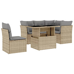 vidaXL Salon de jardin avec coussins 6 pcs beige résine tressée