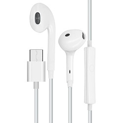 Écouteurs filaires USB-C Microphone Bouton Multifonction Oppo Blanc