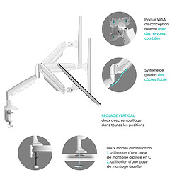 Acheter ONKRON Support Ecran PC 2 Ecran pour 13" - 32" Moniteur, Bras Double Ecran PC Poids de 9 kg Chacun - Pied Ecran PC Double VESA 75x75 - 100x100 mm/Bras Ecran Inclinable Pivotant Orientable G200-W Blanc