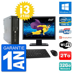 PC HP Z210 SFF Ecran 22" Intel Core i3-2100 RAM 32Go Disque 2To Windows 10 Wifi · Occasion 