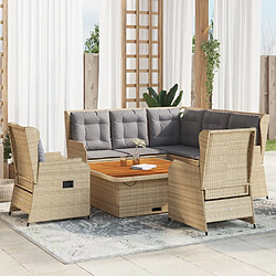 vidaXL Salon de jardin avec coussins 6 pcs beige résine tressée