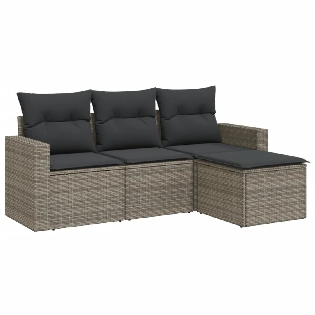 Maison Chic Salon de jardin 4 pcs avec coussins | Ensemble de Table et chaises | Mobilier d'Extérieur gris résine tressée -GKD18505