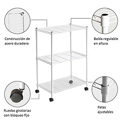 Avis Catter House Étagère de Rangement à 3 Niveaux Aéré et Roues CATTERHOUSE Klaus 80 - 56x35x80 cm Charge Lourde 105 Kg Cadre en Acier Blanc